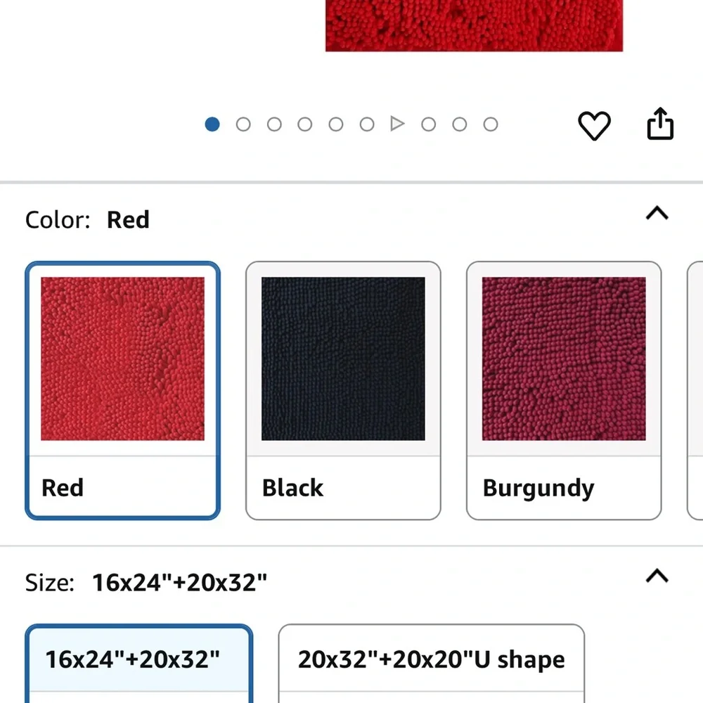 Vibrant Red Shaggy Bath Mat Set